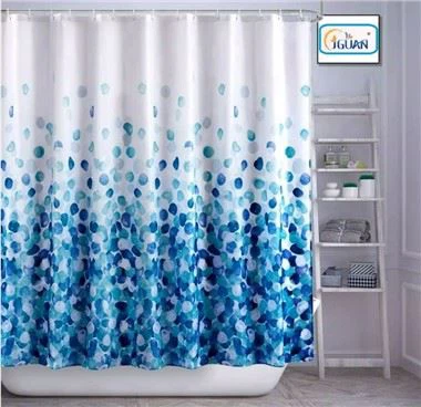 Zila auduma dušas aizkars