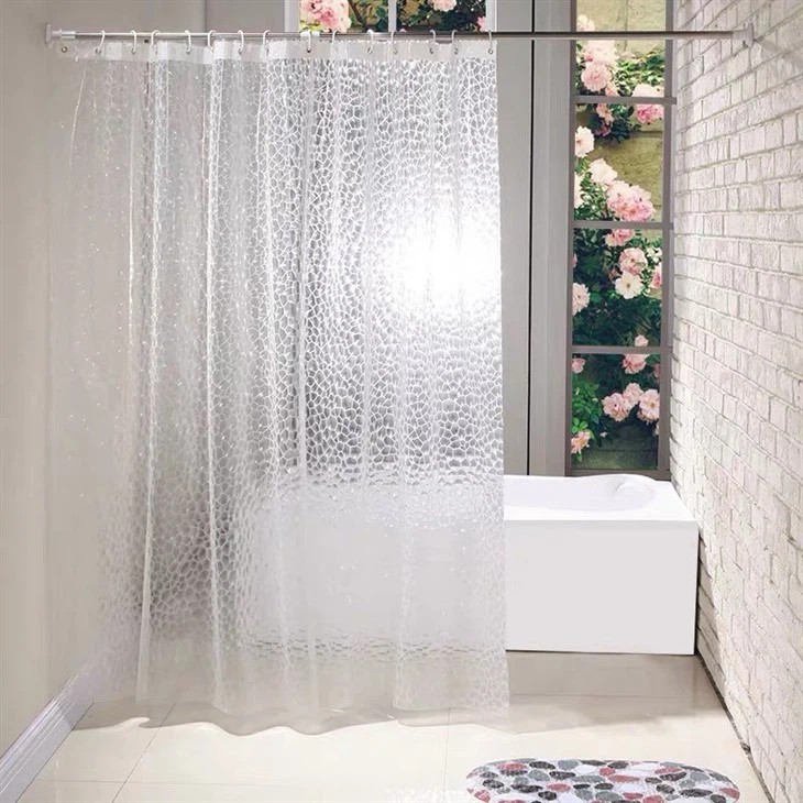 3D Water Cube Translucent Shower Curtain Waterproof Curtain Anti-stick Body Thickened Anti-mold Curtain Bathroom