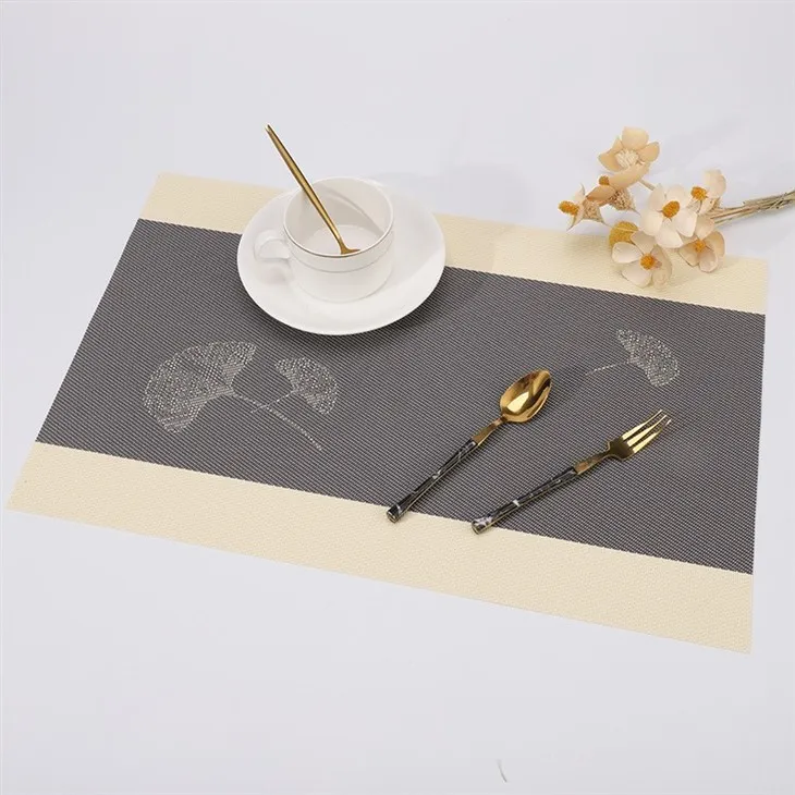 Ginkgo Leaf Placemat PVC Teslin Insulated Western Placemat Hotel Home Placemat Wholesale